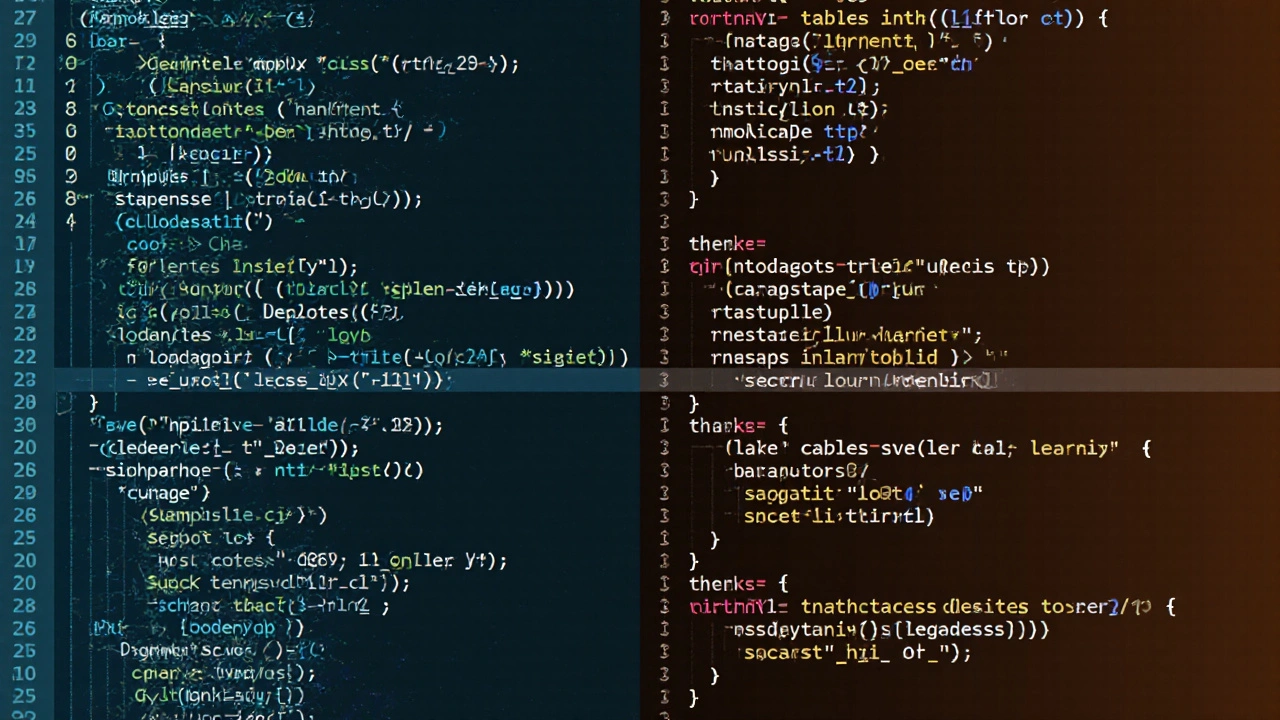 Vergleich von unübersichtlichem und modularem Python-Code in zwei Fenstern.