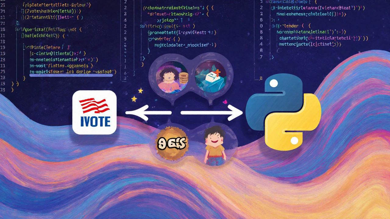 Zweigende Pfadgrafik mit if-else-Logik, visualisiert als Symbole für Wahl und Kind.