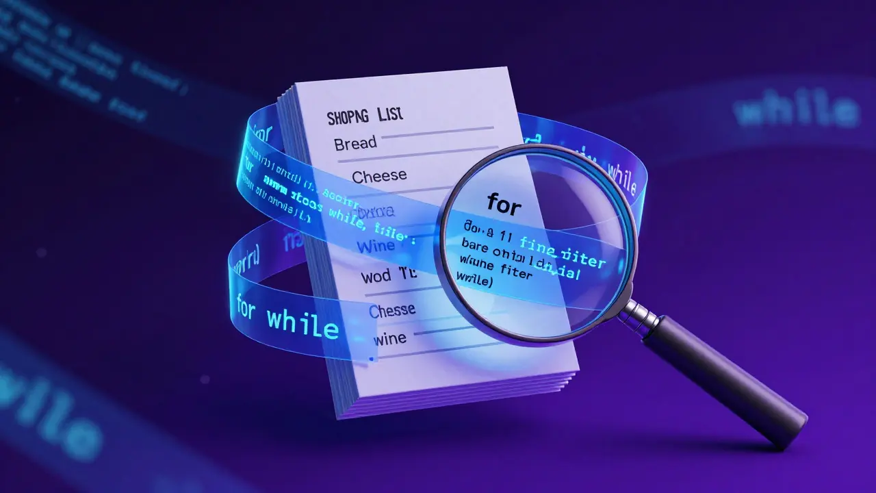 Glowender Schleifenband um Einkaufsliste mit Preisfilter-Visualisierung.