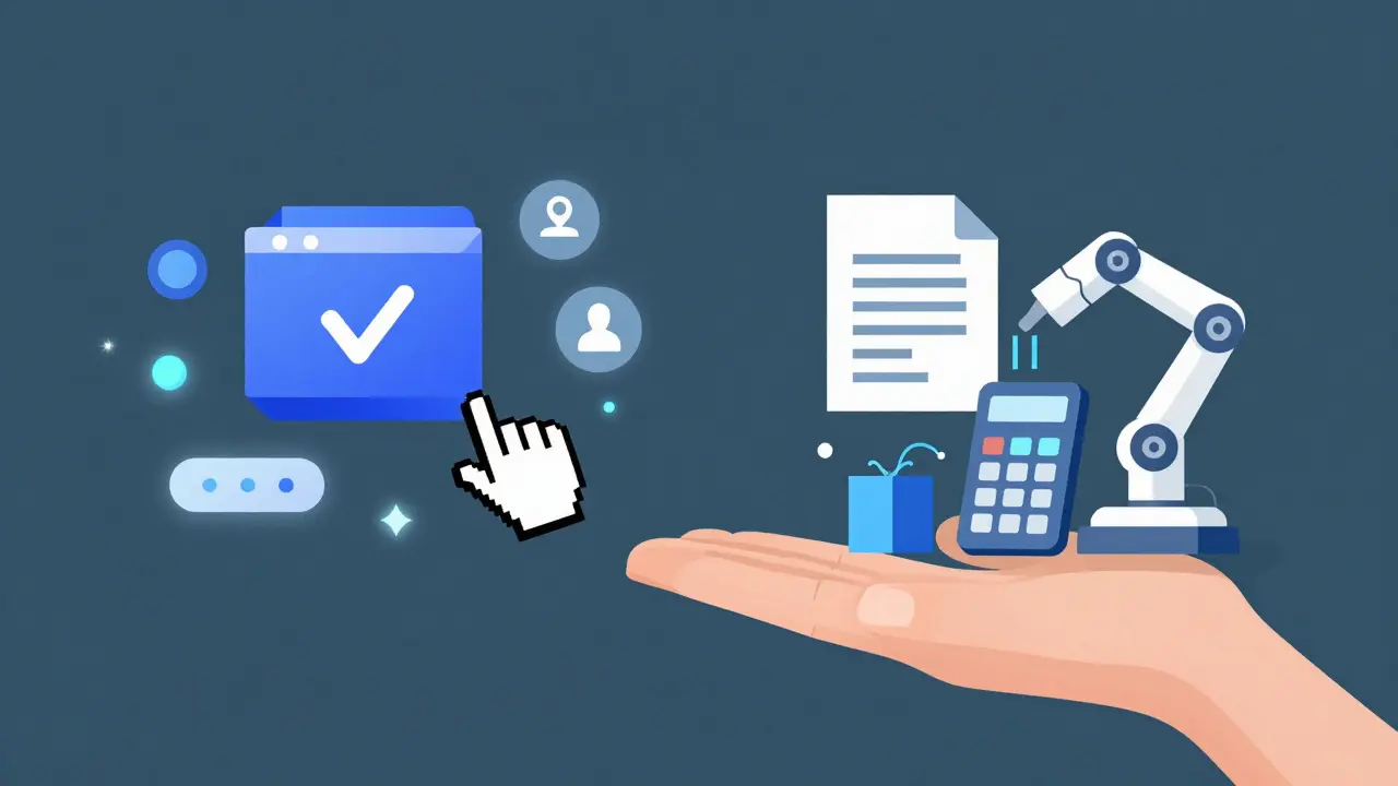 Konzeptuelle Darstellung von JavaScript- und Python-Tools als getrennte, aber komplementäre Werkzeugkästen.